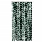 vidaXL Rideau anti-mouches vert et blanc 100x200 cm chenille