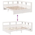 vidaXL Lit bibliothèque sans matelas blanc 150x200 cm bois pin massif