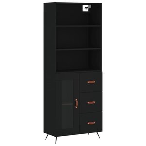 vidaXL Buffet haut Noir 69 5x34x180 cm Bois d'ingénierie