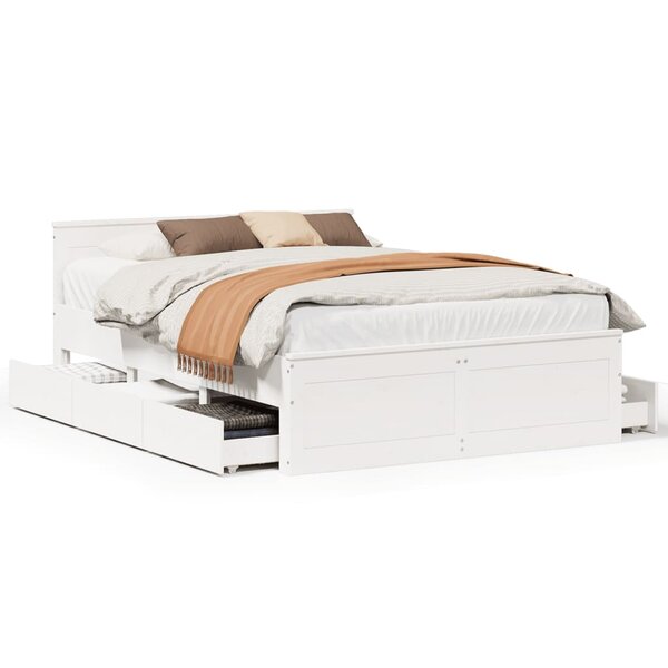 vidaXL Cadre de lit sans matelas avec tête de lit blanc 140x200 cm pin