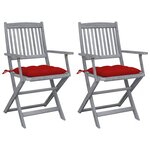 vidaXL Chaises pliantes (lot de 2) avec coussins  en bois d'acacia massif