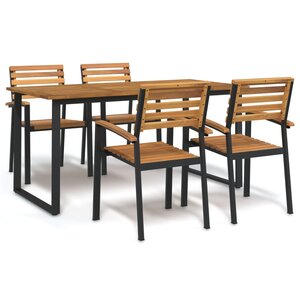 vidaXL Ensemble à manger de jardin 5 Pièces bois d'acacia massif et métal