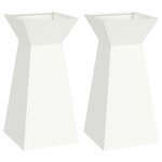 vidaXL Pots de jardin en pilier 2 Pièces  avec bol blanc de 35x35x73 cm en acier.
