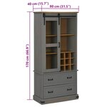 vidaXL Armoire à vin HALDEN casiers à vin porte coulissante gris pin