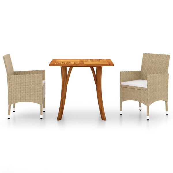 vidaXL Ensemble de salle à manger de jardin 3 Pièces Beige