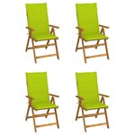 vidaXL Chaises inclinables de jardin lot de 4 et coussins Bois acacia