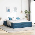 VidaXL Cadre de lit ottoman avec matelas bleu foncé 180x200 cm velours
