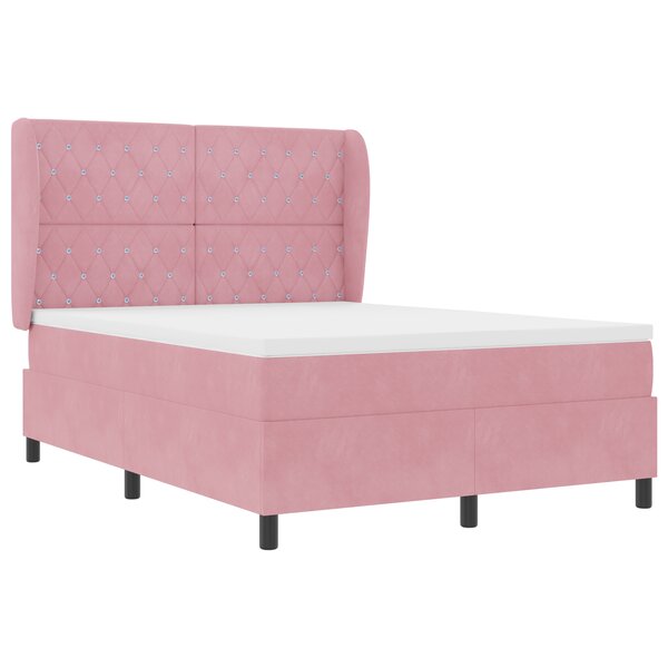 vidaXL Lit à ressorts avec matelas rose 160 x 200 cm