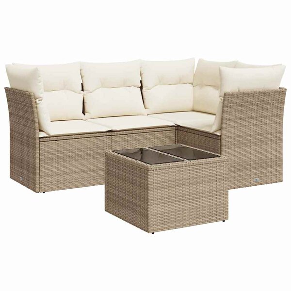 vidaXL Salon de jardin avec coussins 5 Pièces beige résine tressée