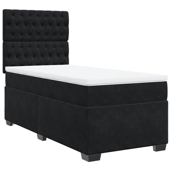 vidaXL Sommier à lattes de lit avec matelas Noir 90x190 cm Velours