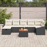 vidaXL Ensemble de canapé de jardin 8 Pièces Noir Poly rotin