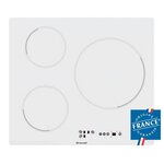 Plaque de cuisson induction - BRANDT - 3 zones - L58 x P51cm - BPI6315W - 7200 W - Revêtement verre - Blanc