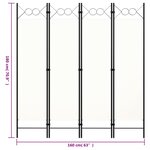 vidaXL Cloison de séparation 4 panneaux blanc 160x180 cm