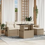 vidaXL Salon de jardin avec coussins 6 Pièces beige résine tressée
