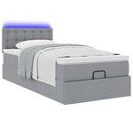 vidaXL Lit ottoman avec matelas et LED gris clair 90x200 cm tissu