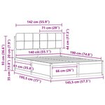 vidaXL Cadre de lit avec tête de lit rembourrée Taupe 140 x 190 cm