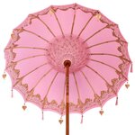 vidaXL Parasol balinais 260 Rose 180-190 cm Coton et bois massif
