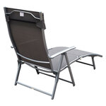 Outsunny transat chaise longue bain de soleil pliable dossier inclinable multi-positions têtière fournie 137L x 64l x 101H cm métal époxy textilène gris