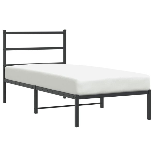 vidaXL Cadre de lit métal sans matelas avec tête de lit noir 90x190 cm