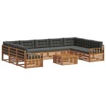 vidaXL Ensemble de canapés d'extérieur 10 Pièces Naturel et Anthracite