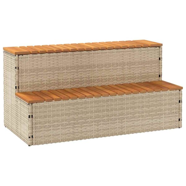 VidaXL Marche bain remous beige 100x50x50 5 cm polyrotin acacia massif