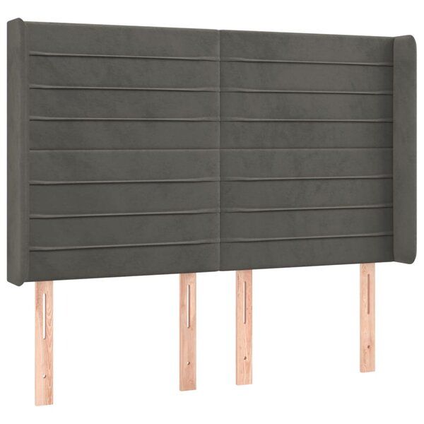 vidaXL Tête de lit avec oreilles Gris foncé 147x16x118/128 cm Velours