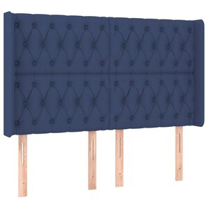 vidaXL Tête de lit avec oreilles Bleu 147x16x118/128 cm Tissu