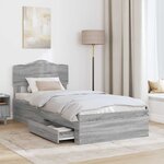 vidaXL Cadre de lit Gris Sonoma 90 x 190 cm Bois d'ingénierie