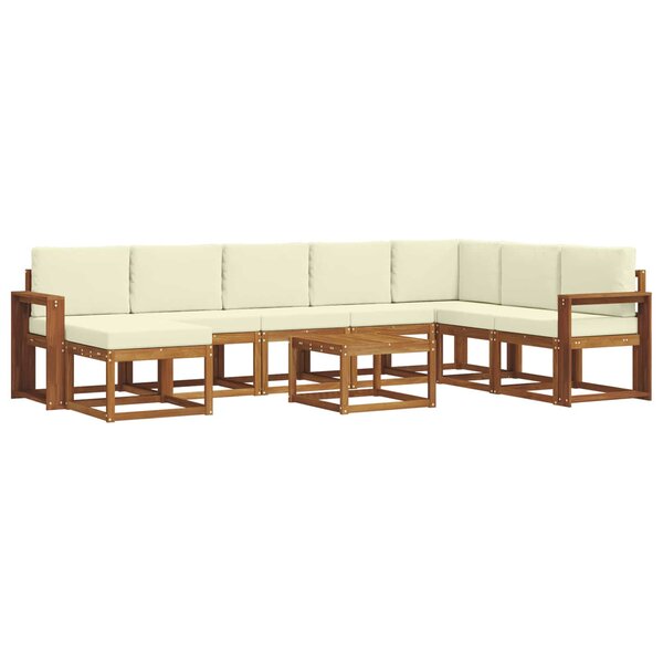 vidaXL Ensemble de canapés d'extérieur 9 Pièces Naturel et Crème