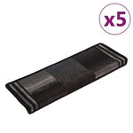 vidaXL Tapis d'escalier autoadhésifs 5 Pièces 65x21x4 cm Noir et gris