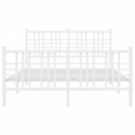 vidaXL Cadre de lit métal sans matelas et pied de lit blanc 140x190 cm
