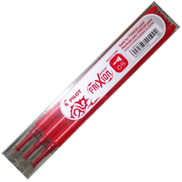 Pochette de 3 recharges roller FriXion Point pointe aiguille fine (0 5mm) Rouge PILOT