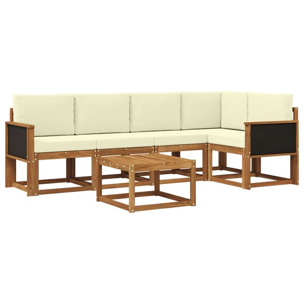 vidaXL Ensemble de canapés d'extérieur 6 pc Naturel et Crème