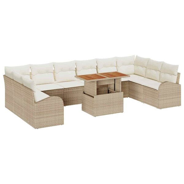 vidaXL Ensemble de canapé de jardin avec coussin 11 Pièces beige et crème