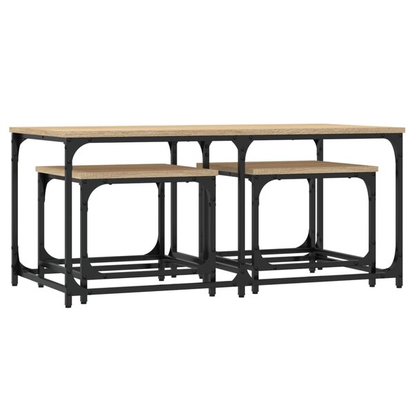 vidaXL Tables basses gigognes 3 Pièces chêne sonoma bois d'ingénierie