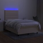 vidaXL Sommier à lattes de lit matelas et LED crème 120x190 cm tissu