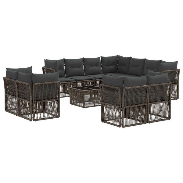 vidaXL Ensemble de canapé de jardin 12 Pièces Gris polyrotin