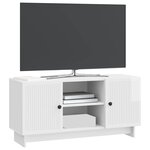 vidaXL Meuble TV 102 x 34 5 x 50 cm Blanc brillant Bois d'ingénierie