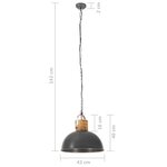 vidaXL Lampe suspendue industrielle Gris Rond 42 cm E27 Manguier