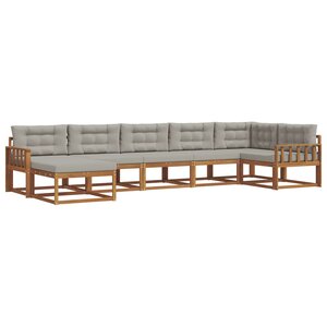 vidaXL Ensemble de canapés d'extérieur 7 pc Gris Naturel et Clair