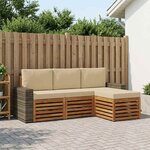 vidaXL Ensemble de canapés d'extérieur 4 Pièces Naturel et Beige