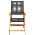 vidaXL Chaises inclinables de jardin lot de 8 noir rotin bois massif