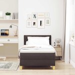 vidaXL Lit boxspring avec matelas Marron foncé 100 x 200 cm tissu