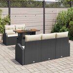 vidaXL Ensemble de canapé de jardin 6 Pièces Noir Poly rotin