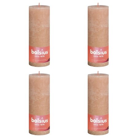 Bolsius Bougies pilier rustiques Shine 4 Pièces 190x68 mm Rose brumeux