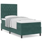 Lit Box Spring vidaXL avec Matelas Vert Foncé 90x200 cm Velours