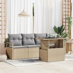 vidaXL Ensemble de canapé de jardin 5 Pièces Beige Poly rotin