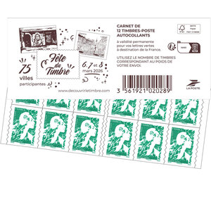 Carnet 12 timbres Marianne de l'avenir - Lettre Verte - Fête du timbre