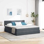 vidaXL Lit de rangement LED avec matelas Gris foncé 180 x 200 cm