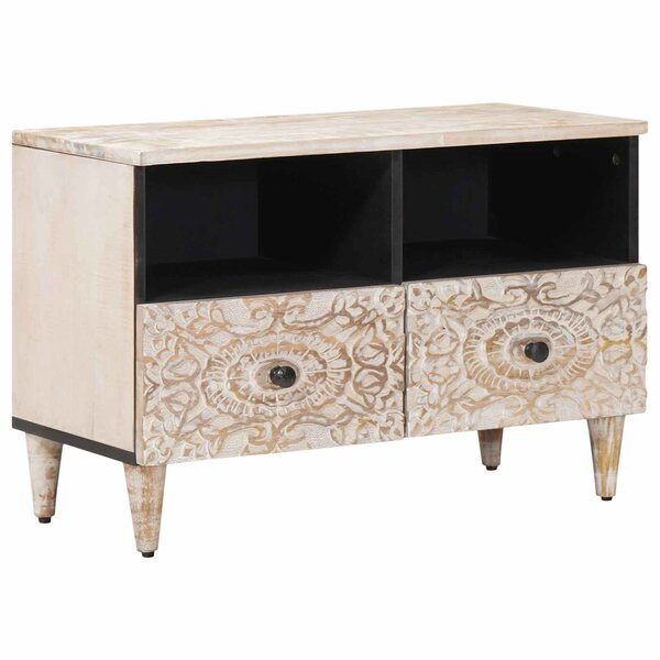 vidaXL Meuble TV Blanc 70 x 33 5 x 46 cm Bois de mangue massif